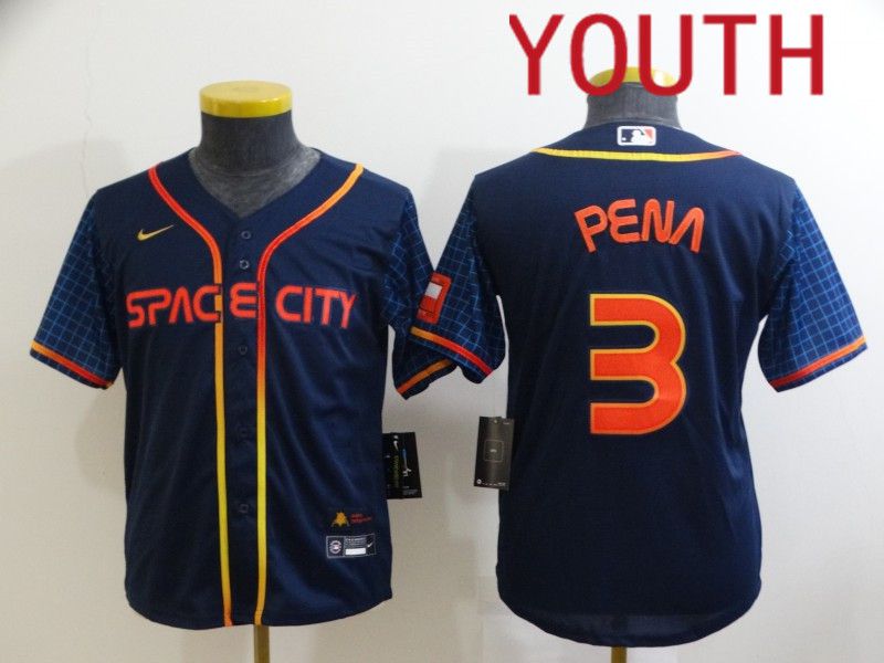 Youth Houston Astros #3 Pena Blue City Edition Game Nike 2022 MLB Jerseys